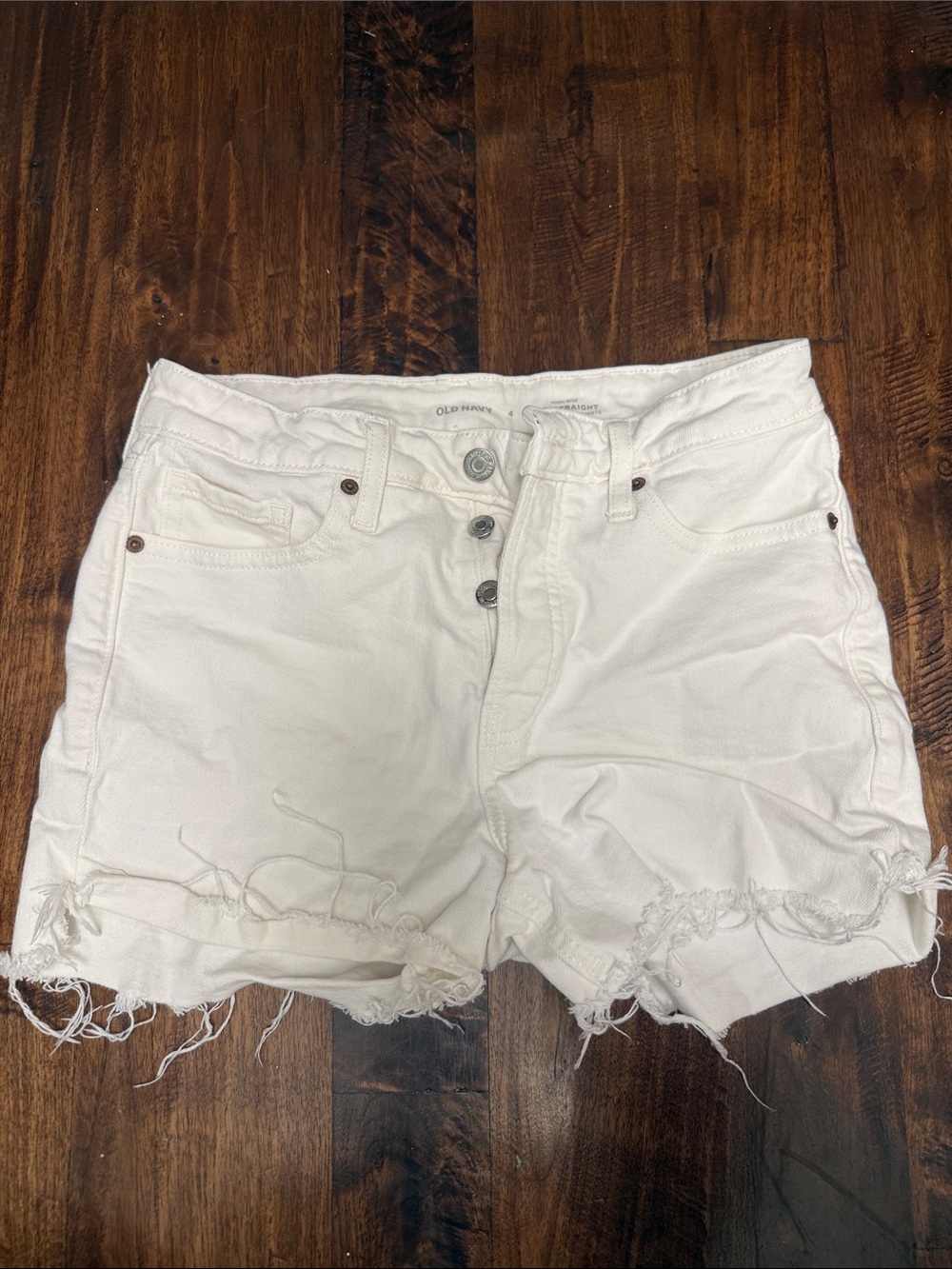 Old Navy White Distressed Frayed Hem Denim Shorts